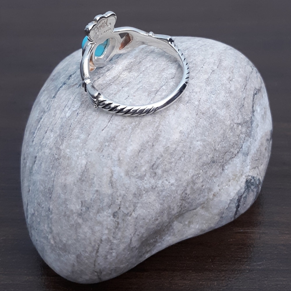 Sz 9 JMH Ireland Claddagh Ring Sterling Silver Sleeping Beauty Turquoise Heart - Picture 13 of 16